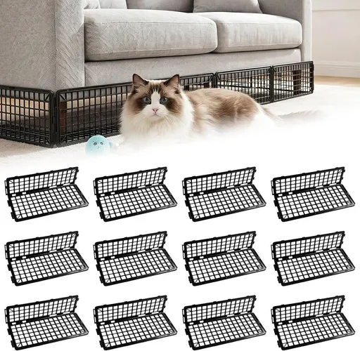 12 Pcs Under Sofa Barrier Pet Blocker for Cats with 20 Cable Ties, 37 x 17 x 12 cm