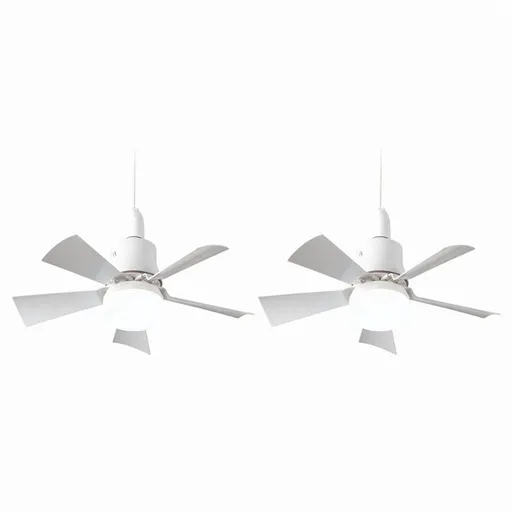2X Socket Fan Light with Remote, Ceiling Fan with 3-Speeds, Dimmable LED, E27 Base, Cordless Light Socket Fan