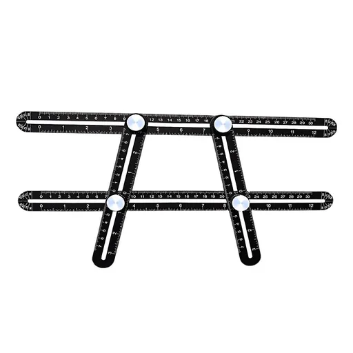 4-Piece Multi-Angle Measuring Ruler – Adjustable Template Tool with Laser-Etched Markings – Metal Layout Ruler for Tile, Wood, Drywall, and DIY Projects