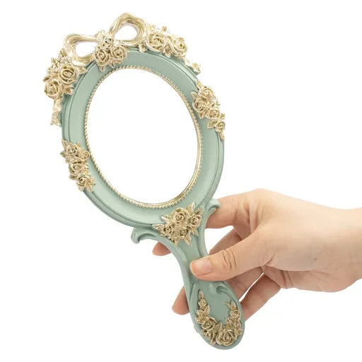 Vintage Handheld Mirror Embossed Flower Hand Held Mirror Makeup Mirror Vanity Mirror Decorative Cute Hand Mirror (3pcs)