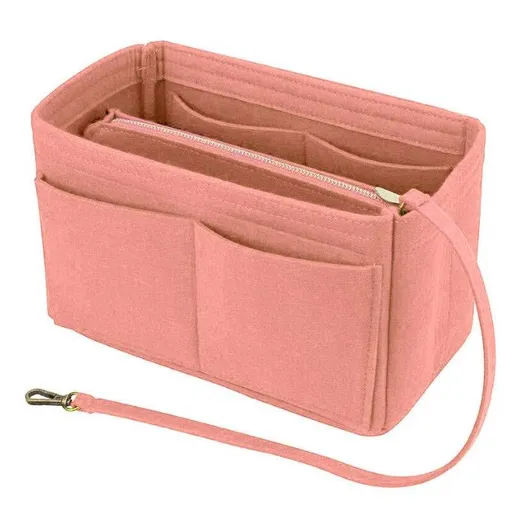 Felt Handbag Organizer Insert with Multiple Pockets for Tote and Purse - Pink XL Size