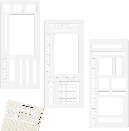 3 Pack Journal Stencil Set, Reusable Planner Stencils Templates Create Custom Weekly and Monthly Layouts for Dot Grid Journals