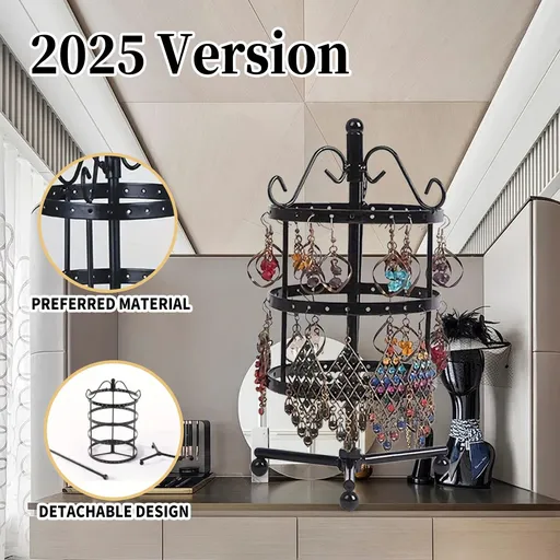 1 × Metal Detachable Rotating Earring Jewelry Stand, Storage Display Tower, Aesthetic Room Decor, Home Decoration, Valentine's Day Gift Jewelry Tower, Jewelry Organizer