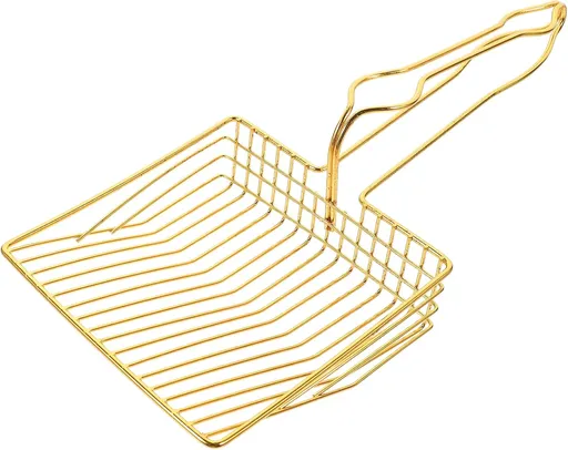 Gold Plated Metal Wire Cat Litter Scoop Square Design Ergonomic Handle