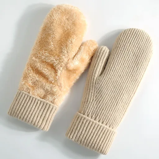 Warm Women's Winter Gloves - Thick Knit - Soft and Comfortable - Fleece Lined for Extra Warmth - The Ideal Gift for Cold Weather Beige