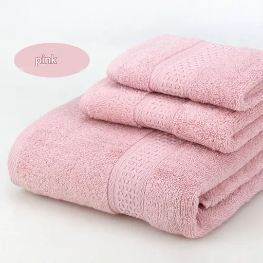 3-Piece Pink Towel Set - Soft Absorbent Bath, Hand & Face Towels with Jacquard Weave, Gift Set for Home, Hotel, or Gifting - Durable, Low-Lint, Machine Washable