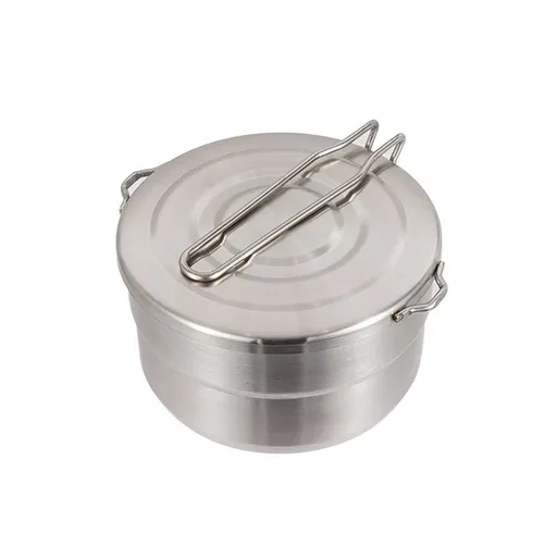 Stainless Steel Cook Pot with Lid and Folding Handle - 1.5L Large Capacity Bento Pot for Camping and Hiking