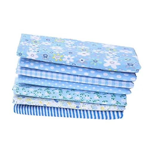 7PCS Cotton Crafts Fabric Bundle Patchwork Squares Quilting Sewing Patchwork DIY Blue-2