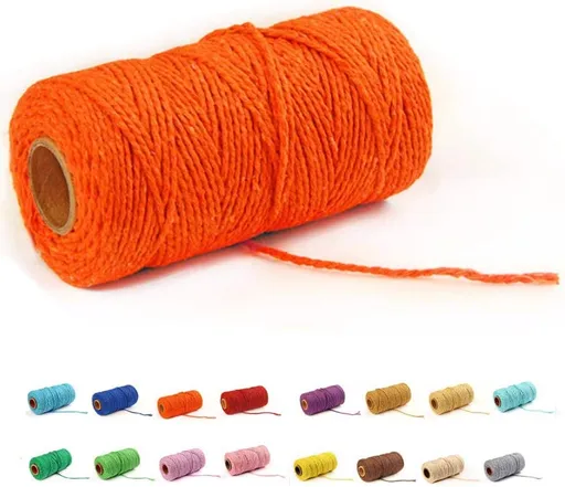 (100 Yards/1.5mm/35 Colors Optional) Cotton Baker Twine DIY Craft Macramé Natural Cotton Rope Craft Making Knitting Cord String Rope DIY Wedding Decor Supply Christmas Wrapping(Orange)…