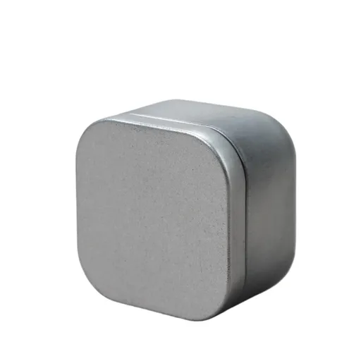 Square Metal Tea Caddy with Secure Lid for Loose Leaf Tea, Coffee, Sweets and Small Dry Goods, Compact Kitchen Storage Tin, Silver