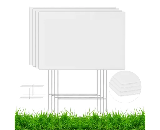 4Pcs Blank Yard Signs with H Stakes - 4pcs