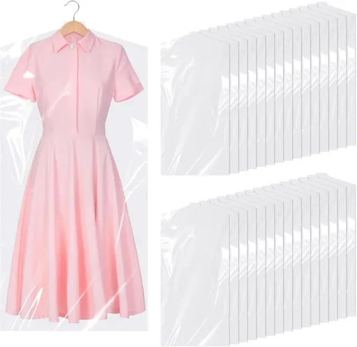30 Pack Clear Garment Bags, 47.2 Inch Plastic Garment Bags Dustproof, Long Clothes Covers, Waterproof Suit Cover Bag, Moth Proof Coat Bag for Shirts Gowns Dresses