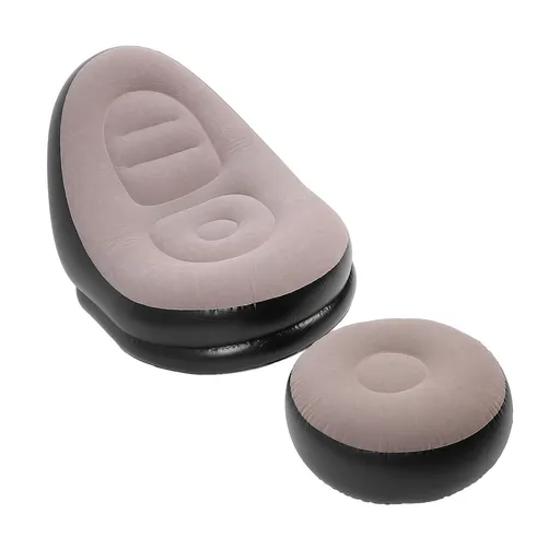 Inflatable Sofa Chair Stylish Simple Soft Flocking Blow Up Lounger Chair with Footstool for Living Room Outdoor Travel Camping Picnic Coffee