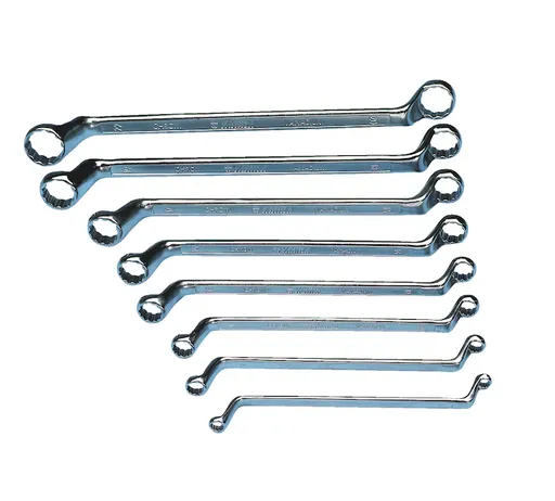 Wurth Double-End Box Wrench Set, Deep Offset – 8 Piece Metric, POWERDRIV Bi-Hex, Chrome Vanadium Steel