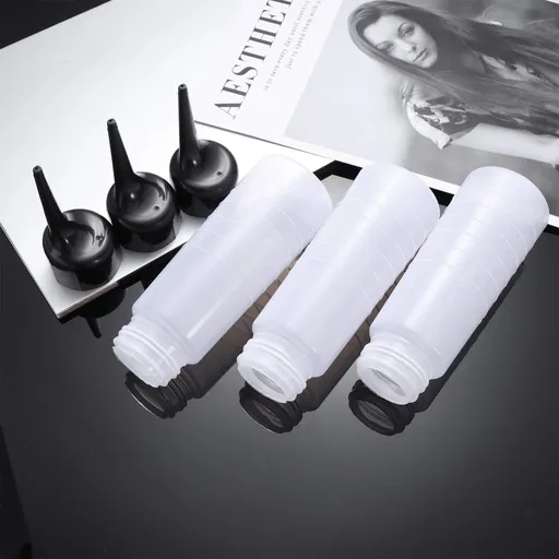 3pcs Applicator Bottles Hair Coloring Bottle Needle Tip Glue Bottle for Salon for easy squeeze and fill - Size S