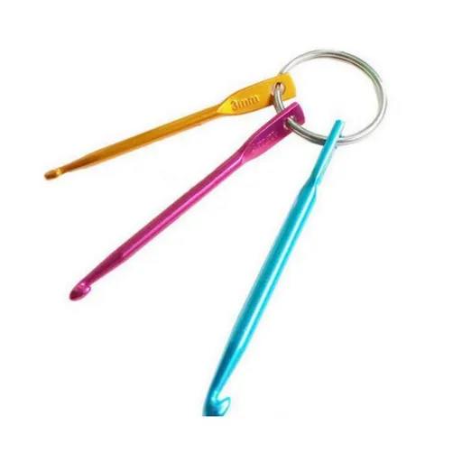 3Pcs/Set Single Head Crochet Hook Portable Travel Keychain Metal Crochet Sweater Needle Short Crochet Tool Keychain Keyring