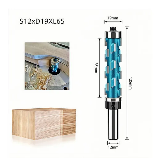 Double Bearing Spiral Flush Trim Router Bit 12mm Shank - Solid Carbide Blade with Teflon Coating, 19mm Diameter for CNC/Edge Banding/Hardwood - Blue - Size 12mm Shank-D19-L85