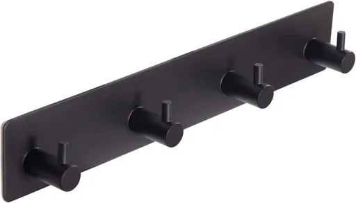 Black self-adhesive towel hooks - Bathroom on the wall - No drilling required - Specifically for shower areas - Heavy-duty wall hooks, self-adhesive towel rails - adhesive wall hooks - Stainless steel self-adhesive hooks - Suitable for kitchens-doors