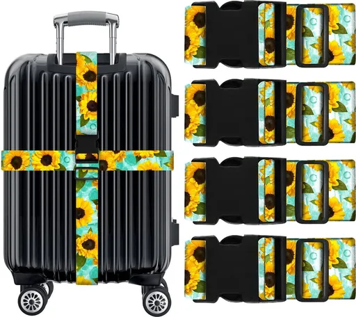 4 Piece Adjustable Suitcase Strap Set for Travel Luggage
