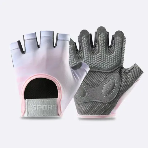 Women and Men Gym Gloves (Purple-Pink Size S)- Breathable Half Finger Workout Gloves with Wrist Support, Shock Absorbing Non Slip Weight Lifting Gloves for Fitness