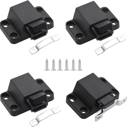 Self-Closing Push To Open Door Latches Hardware 4Pack Kitchen Cabinets Push Latch & Lock Heavy Duty Touch Latch and Catch