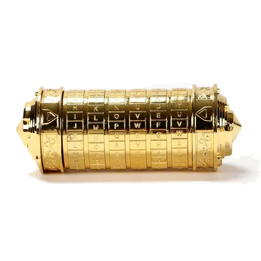 Da Vinci Code, Lock Cylinder, Puzzle, Gift, Valentine's Day Gift, Christmas Gift, Birthday Gift, Australian Puzzle, Brain Teaser, Code Breaking - Gold - Size L