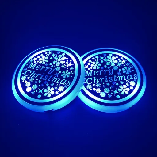 2pcs LED Car Cup Holder Lights, Changeable Color USB Charging Luminescent Car Cup Holder Mat Coaster Insert, LED Interior Atmosphere Lamp