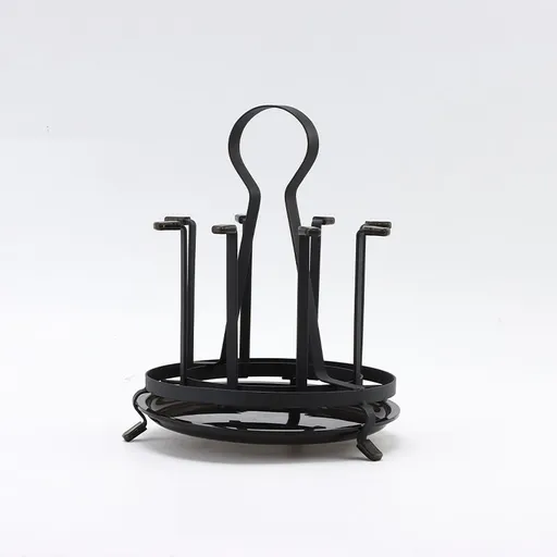 8-Cup Mug Tree Metal Rotating, Antique Black- Drying Hanger Cup Drying Tree Glass Baby Bottles Coffee Display Stand Cups