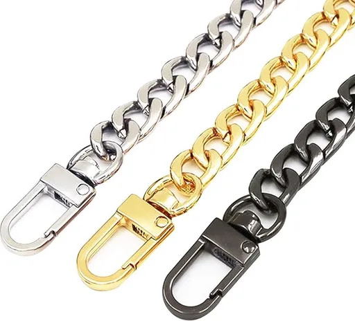 Pieces - Metal Chain - Chain - Bag Strap Chain - Bag Strap - Shoulder Strap - Handbag Strap - Bag Belt - Gold-colored, silver, black - 120cm*9.5mm - Metal