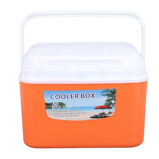5L Portable Cooler Box Large Capacity Multifunctional Keeps Food Freshness and Drink Cool Insulated Hard Cooler Case for Travel Car Orange