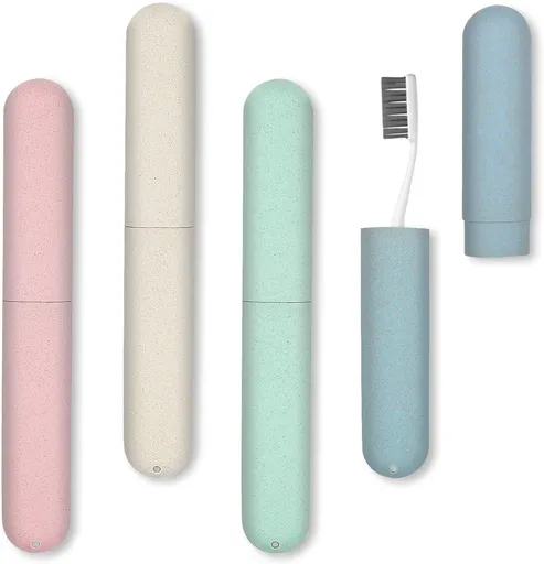 4 Pack Travel Toothbrush Case, Portable Breathable Toothbrush Holder for Travel/Camping/School/Home