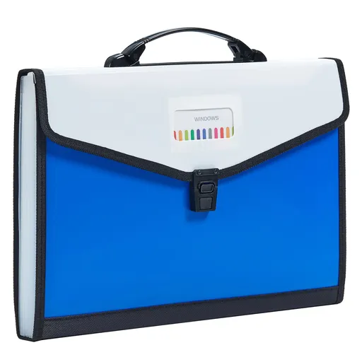 13-Pockets Expanding File Folder with Handle, Legal Size, Plastic Accordion Filling File Folder Expandable Monthly (Blue)