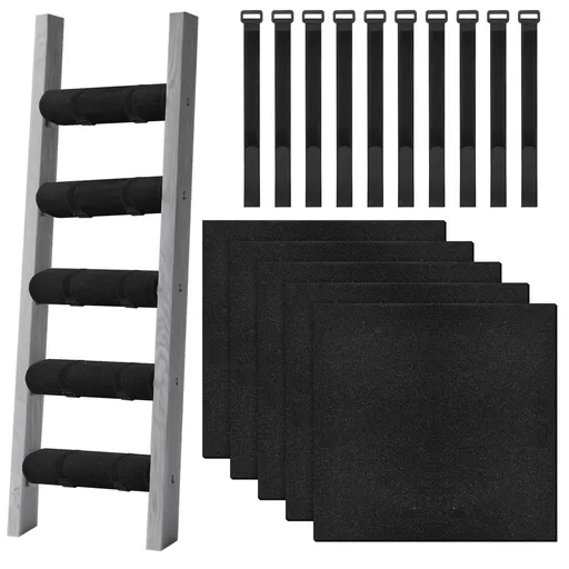 5 Pcs Bunk Bed Ladder Pads,with 10 Adjustable Hook & Loop Straps,Bunk Bed Ladder Cover,Ladder Step Pads Loft Bed, Suitable for Safe and Comfortable Climbing,10x10 Inch (Ladder Not Included)
