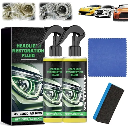 Headlight Restoration Fluid for Automobiles, Car Headlight Restoration Kit, Upgraded Headlight Restoration Coating Spray Kit, for Repair of Scratch,Yellowed, Haze