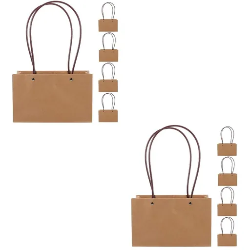10 pcs Kraft Flower Gift Bag Floral Bouquet Tote Carrier Bag Flower Wrapping Bag with Handle