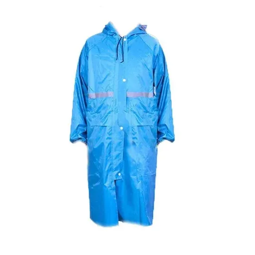 Unisex Waterproof Raincoat XL Size Lightweight Hooded Long Work Outdoor Overcoat - Blue