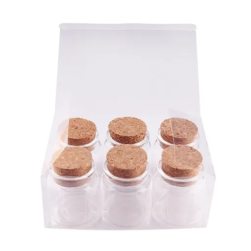 6Pcs Glass Wish Jars with Cork Stoppers Assorted Colors High Transparency for DIY Pendants
