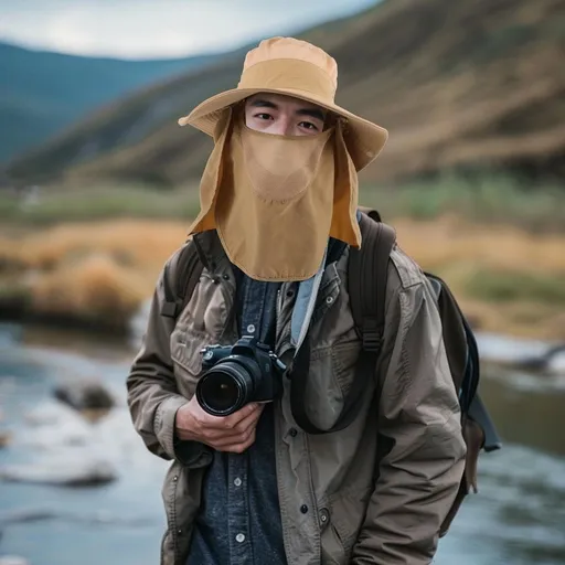 Unisex Wide Brim Hat Khaki Nylon Uv Shielding for Outdoor Activities