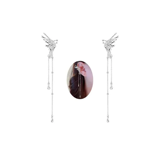 Butterfly Ear Cuff Earrings for Women Fairy Butterfly Drop Earrings Butterfly Tassel Chain Dangle Earrings No Piercing Butterfly