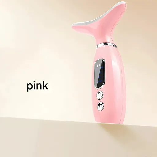 Multi-Functional Neck & Face Beauty Massager - Constant Heat, Ion Infusion & Sonic Vibration(pink)