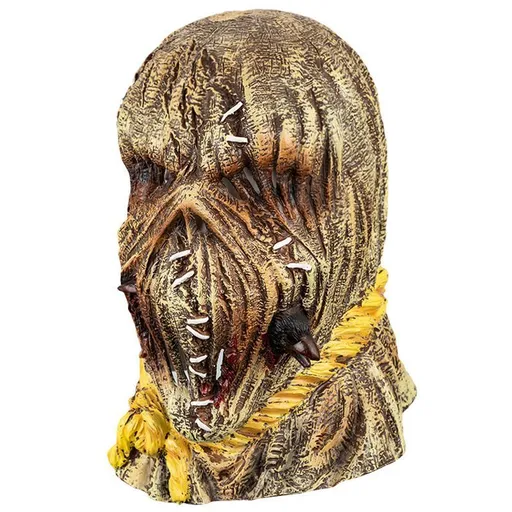 Halloween Scarecrow Full Head Mask Realistic Latex Horror Style Burlap Texture
