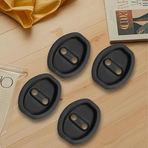 4 Pack Car Silicone Lock Accessories, Foldable Door Lock Car Accessory Cover Latch Protector, Cars Doors Locks Stopper Guard Set Protective, Black