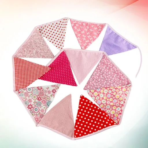 1Pc Multi Color Cotton Birthday Bunting Banner Hanging Decoration for Party Events