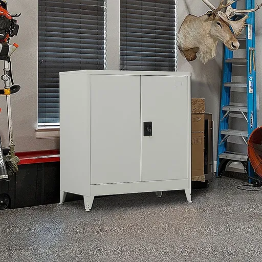 Two-Door Metal Locker – Grey with Legs