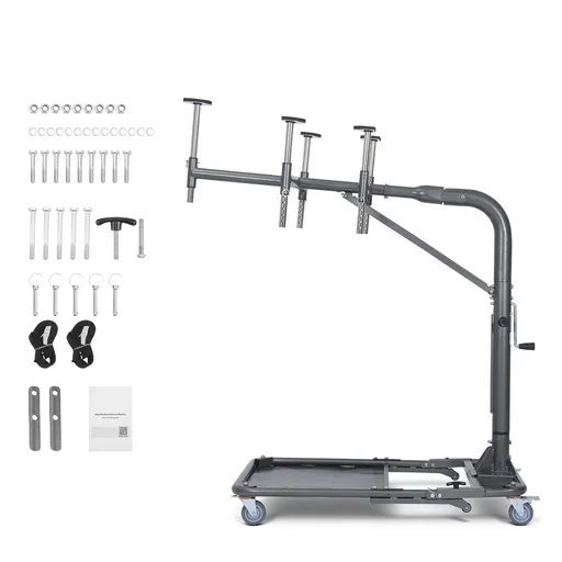 Hard Top Remover Lift, 99.79 kg, Foldable Jeep Hardtop Removal and Storage System, Easy One-Person Operation, Adjustable Height, for Jeep Wrangler YJ, TJ, JK, JL, 4XE, Ford Bronco 4 Door &6 Gen+