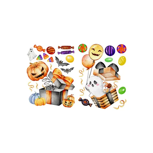 Wall Stickers Funny Halloween Pumpkins Cute Vintage Decorations Removable Real Size Vinyl Colorful Wall Decals