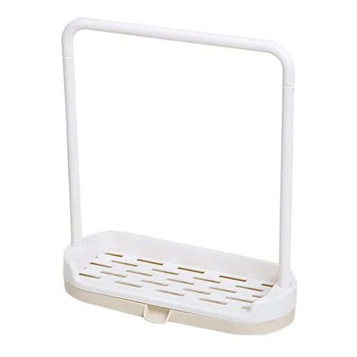 Plastic Kitchen Sink Sponge Holder, Multifunctional Dishcloth Drying Rack with Draining Holes, Convenient Storage, Unique (Beige)