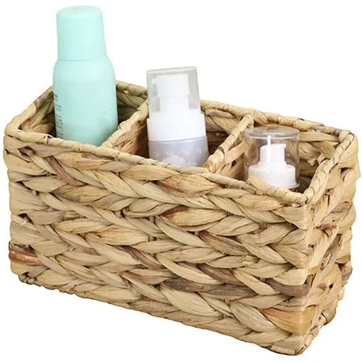 1pcs Water Hyacinth Wicker Storage Baskets, Pantry Baskets Kitchen Organizers,Hand-Woven Baskets， 3-Section Wicker Baskets For Shelves（23*10*13CM）