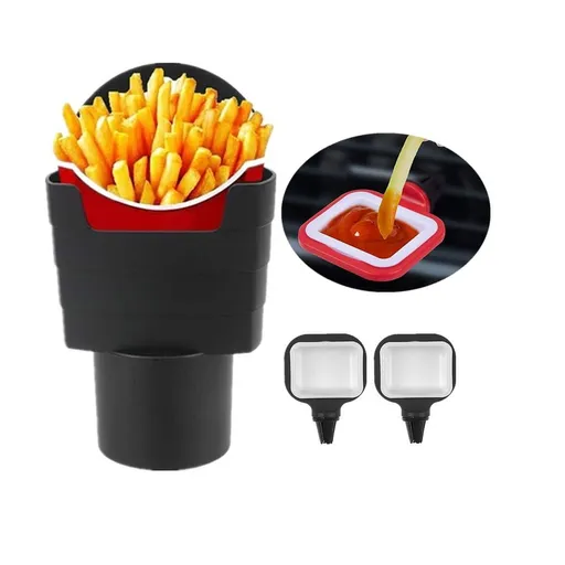 French Fry Holder and Sauce Holder Set, Gift Idea for Adults Sauce Holder for Car,French Fry Holder for Car with 3 Replacement Jam