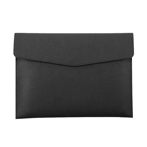 （Black）PU Leather A4 File Folder Document Holder Waterproof Portfolio Envelope Folder Case with Snap Closure